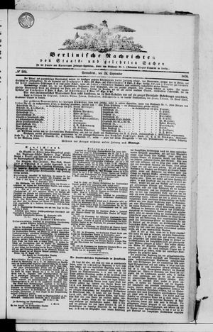 Berlinische Nachrichten von Staats- und gelehrten Sachen vom 24.09.1870