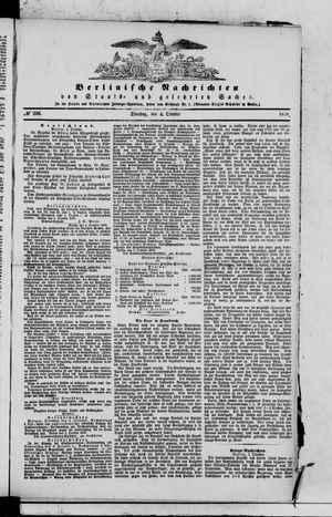 Berlinische Nachrichten von Staats- und gelehrten Sachen vom 04.10.1870