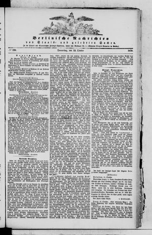 Berlinische Nachrichten von Staats- und gelehrten Sachen vom 13.10.1870