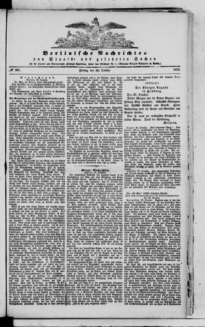 Berlinische Nachrichten von Staats- und gelehrten Sachen on Oct 28, 1870