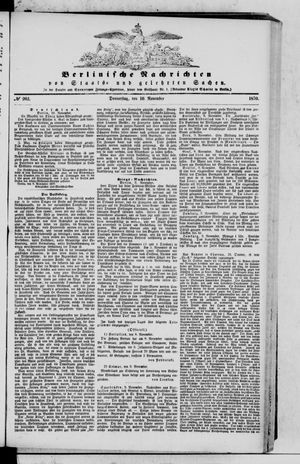 Berlinische Nachrichten von Staats- und gelehrten Sachen vom 10.11.1870