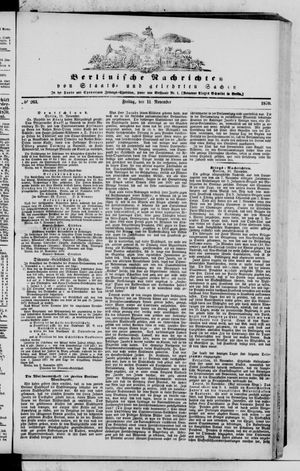 Berlinische Nachrichten von Staats- und gelehrten Sachen vom 11.11.1870