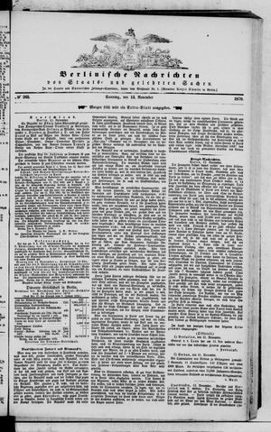 Berlinische Nachrichten von Staats- und gelehrten Sachen vom 13.11.1870