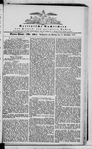 Berlinische Nachrichten von Staats- und gelehrten Sachen vom 14.11.1870