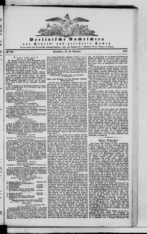 Berlinische Nachrichten von Staats- und gelehrten Sachen vom 19.11.1870