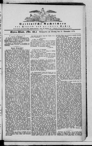 Berlinische Nachrichten von Staats- und gelehrten Sachen vom 21.11.1870