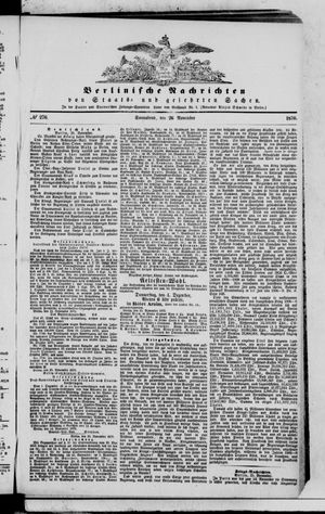 Berlinische Nachrichten von Staats- und gelehrten Sachen vom 26.11.1870