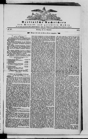 Berlinische Nachrichten von Staats- und gelehrten Sachen vom 27.11.1870