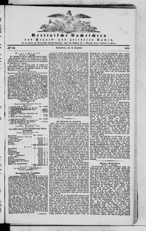 Berlinische Nachrichten von Staats- und gelehrten Sachen vom 03.12.1870