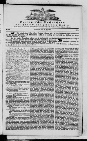 Berlinische Nachrichten von Staats- und gelehrten Sachen vom 10.12.1870