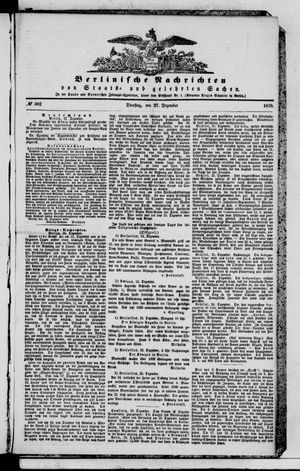 Berlinische Nachrichten von Staats- und gelehrten Sachen vom 27.12.1870