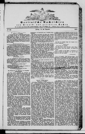 Berlinische Nachrichten von Staats- und gelehrten Sachen vom 30.12.1870