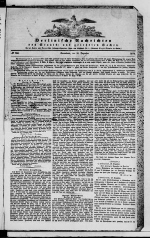 Berlinische Nachrichten von Staats- und gelehrten Sachen vom 31.12.1870