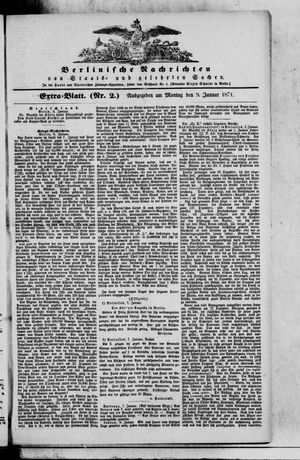 Berlinische Nachrichten von Staats- und gelehrten Sachen vom 09.01.1871