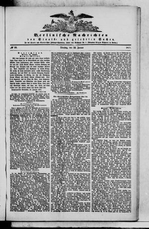 Berlinische Nachrichten von Staats- und gelehrten Sachen on Jan 24, 1871
