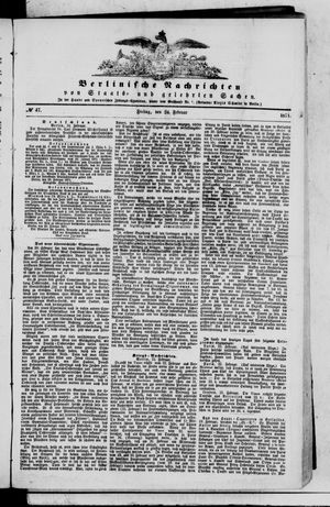 Berlinische Nachrichten von Staats- und gelehrten Sachen vom 24.02.1871