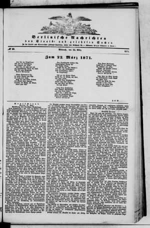 Berlinische Nachrichten von Staats- und gelehrten Sachen vom 22.03.1871