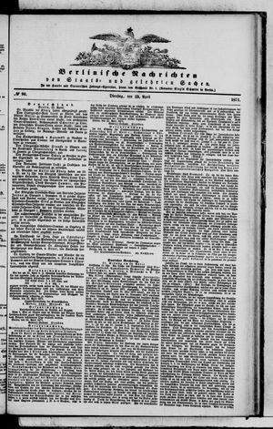 Berlinische Nachrichten von Staats- und gelehrten Sachen on Apr 25, 1871