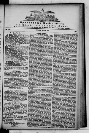 Berlinische Nachrichten von Staats- und gelehrten Sachen on Jun 13, 1871