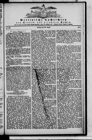 Berlinische Nachrichten von Staats- und gelehrten Sachen vom 25.08.1871