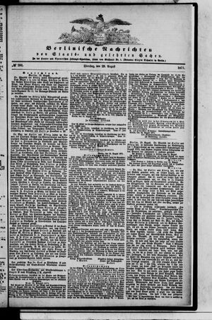 Berlinische Nachrichten von Staats- und gelehrten Sachen vom 29.08.1871