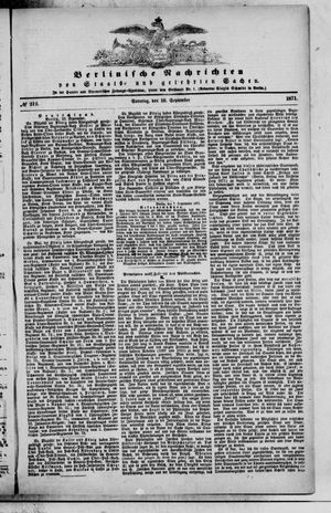 Berlinische Nachrichten von Staats- und gelehrten Sachen vom 10.09.1871