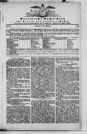 Berlinische Nachrichten von Staats- und gelehrten Sachen vom 26.09.1871