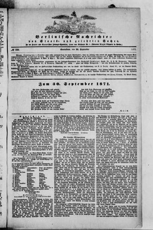 Berlinische Nachrichten von Staats- und gelehrten Sachen vom 30.09.1871