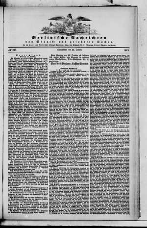Berlinische Nachrichten von Staats- und gelehrten Sachen vom 21.10.1871