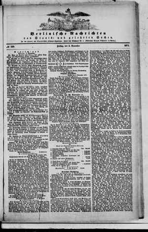 Berlinische Nachrichten von Staats- und gelehrten Sachen on Nov 3, 1871