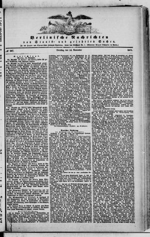Berlinische Nachrichten von Staats- und gelehrten Sachen vom 14.11.1871
