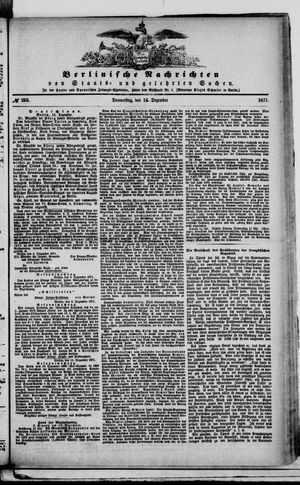 Berlinische Nachrichten von Staats- und gelehrten Sachen vom 14.12.1871
