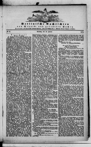 Berlinische Nachrichten von Staats- und gelehrten Sachen on Jan 14, 1872