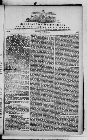 Berlinische Nachrichten von Staats- und gelehrten Sachen vom 18.01.1872