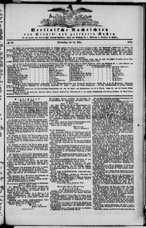 Berlinische Nachrichten von Staats- und gelehrten Sachen vom 21.03.1872