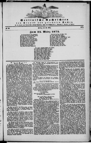 Berlinische Nachrichten von Staats- und gelehrten Sachen vom 22.03.1872