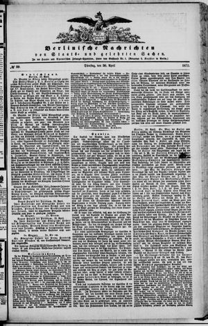 Berlinische Nachrichten von Staats- und gelehrten Sachen on Apr 30, 1872