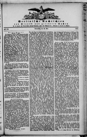 Berlinische Nachrichten von Staats- und gelehrten Sachen on May 16, 1872