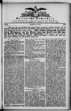 Berlinische Nachrichten von Staats- und gelehrten Sachen vom 01.06.1872