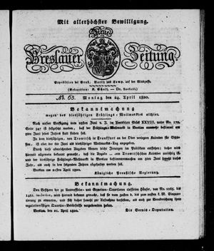 Neue Breslauer Zeitung vom 24.04.1820