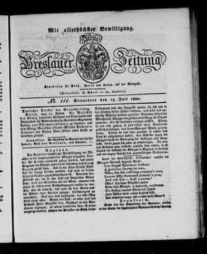 Neue Breslauer Zeitung on Jul 15, 1820