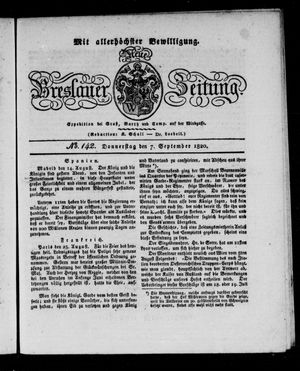 Neue Breslauer Zeitung on Sep 7, 1820