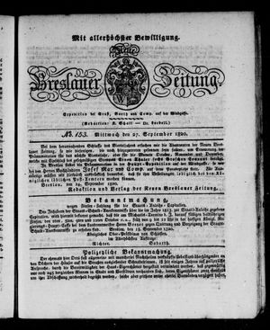 Neue Breslauer Zeitung vom 27.09.1820