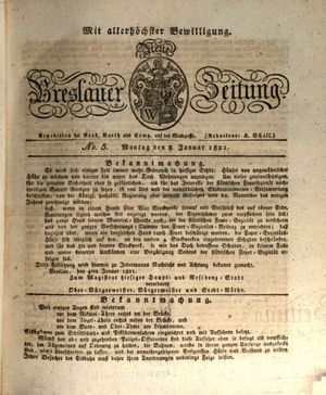 Neue Breslauer Zeitung vom 08.01.1821