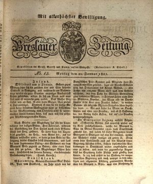 Neue Breslauer Zeitung vom 22.01.1821