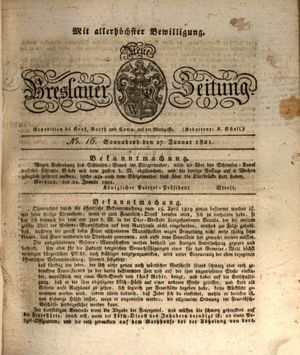 Neue Breslauer Zeitung vom 27.01.1821