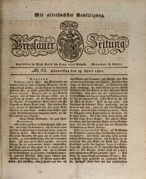 Neue Breslauer Zeitung vom 19.04.1821