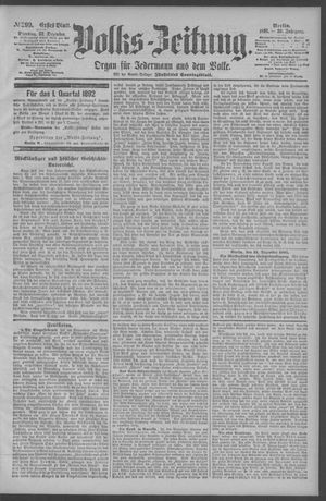 Berliner Volkszeitung vom 22.12.1891