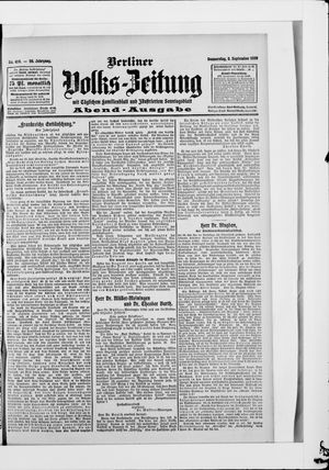Berliner Volkszeitung vom 03.09.1908
