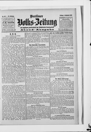 Berliner Volkszeitung vom 04.09.1908
